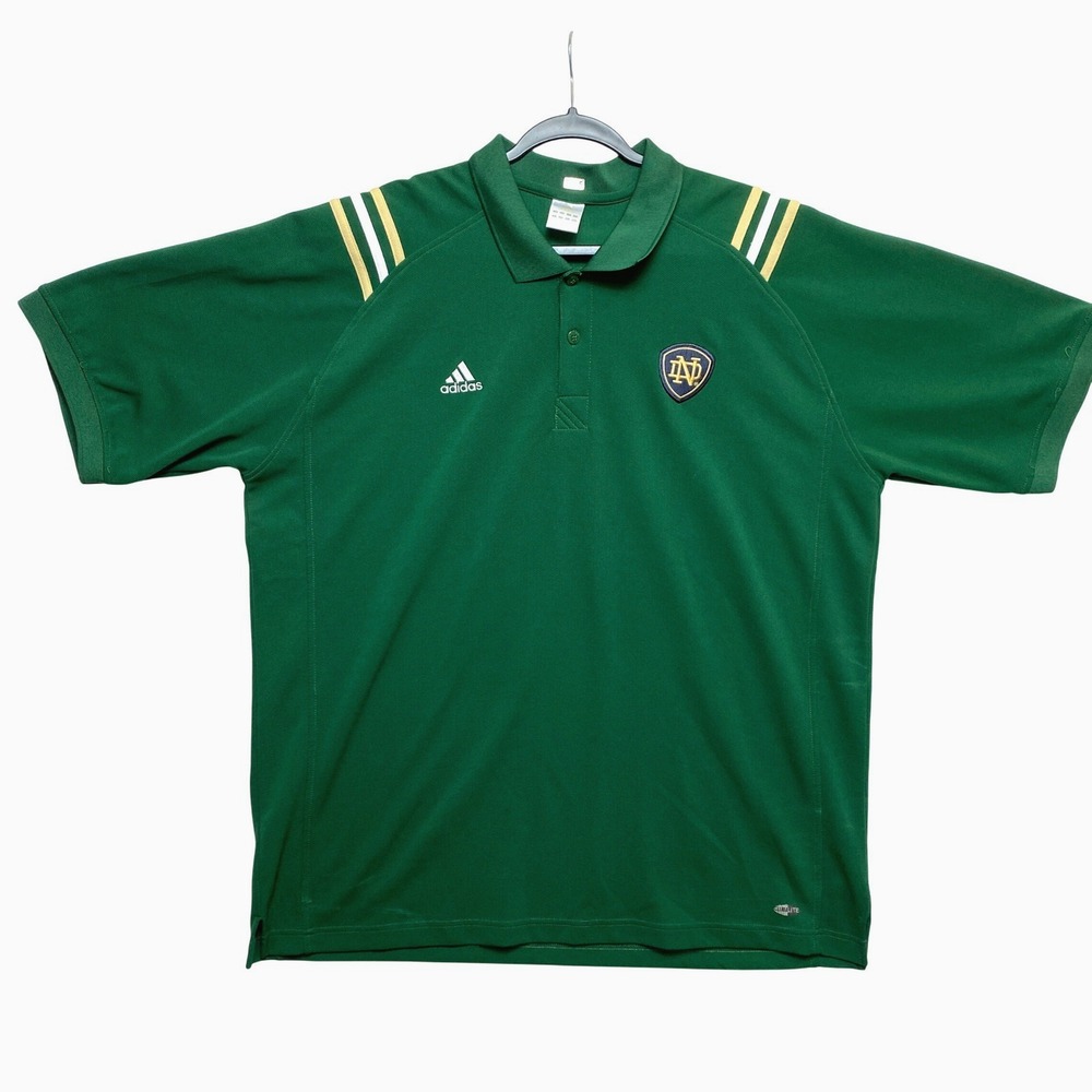 Notre Dame Fighting Irish Polo Shirt Mens Large Green Climalite Adidas